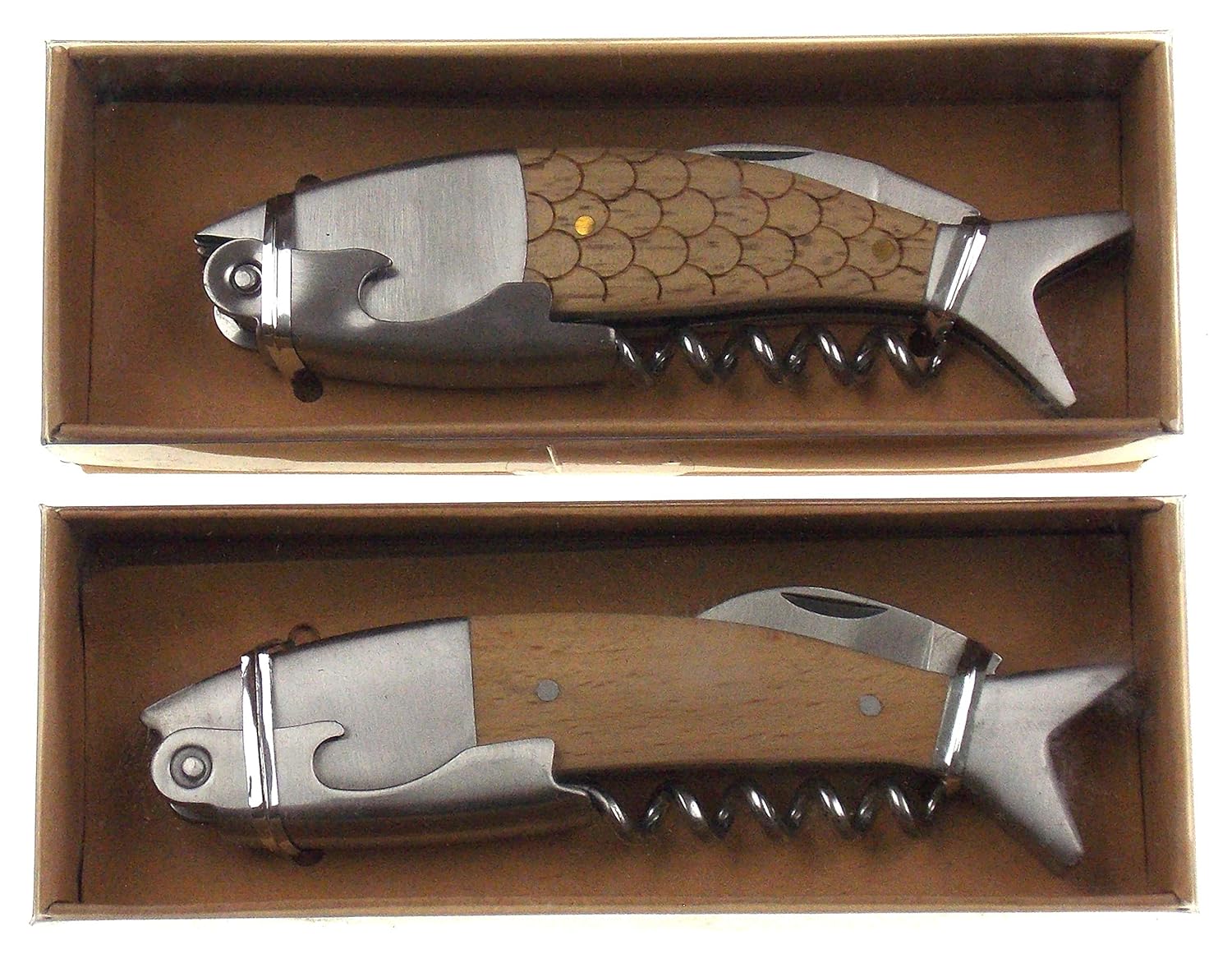 Download Home Kitchen Fish Shape 2 In 1 Bottle Opener Corkscrew Bundle Set 2 Light Wood Hickoryville Light20320 Waiter Corkscrews