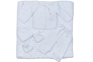 FLVFF Baby Crochet Blanket Outfit Newborn Beautiful Clothing 5 Pieces Set (BB3)