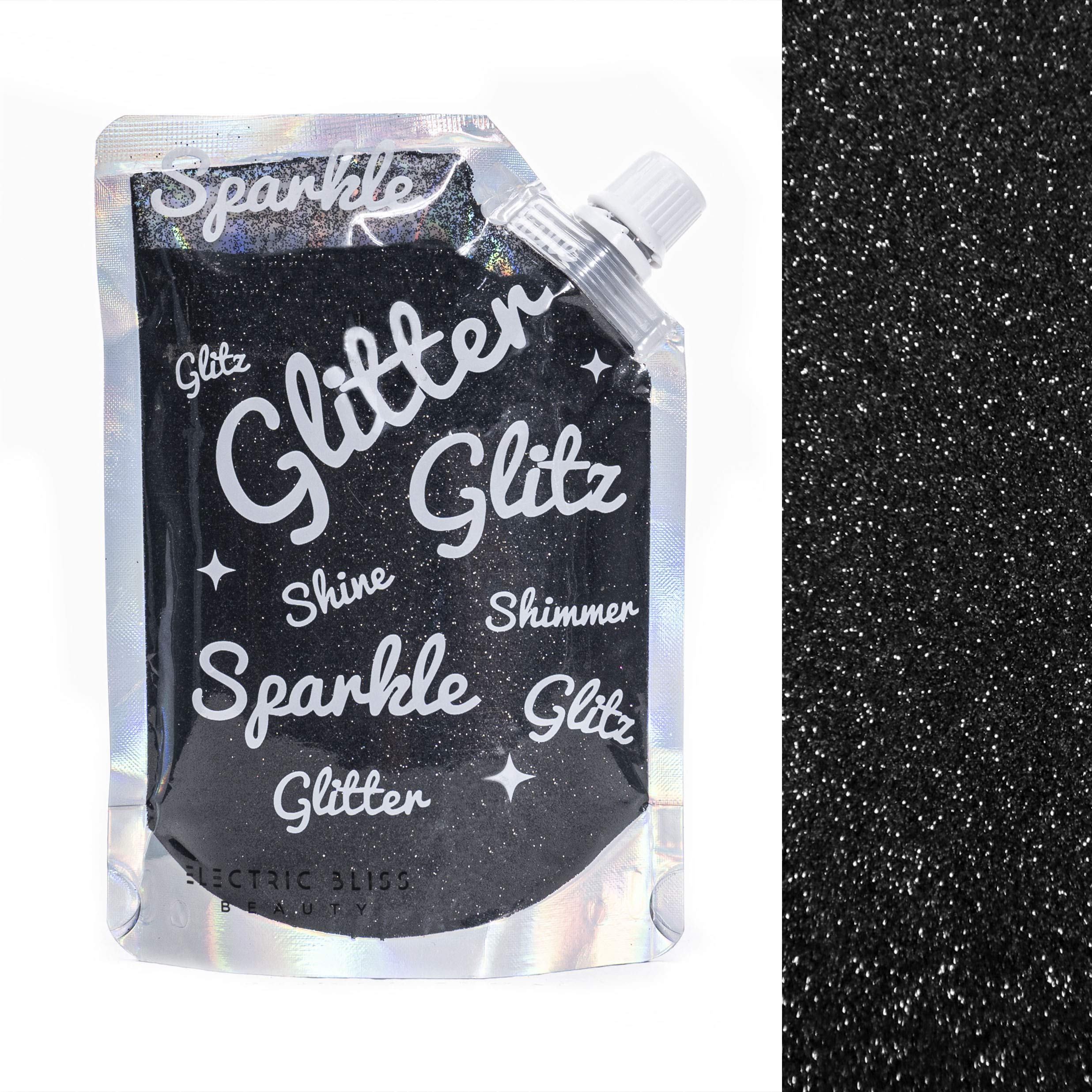 Solvent Resistant & Cosmetic Grade Glitter - Perfect for tumblers, Wine Glasses, Candle Holders, Resin, Slime, Body, face, Nail, Hair, Arts & Crafts & More (Holographic Black)