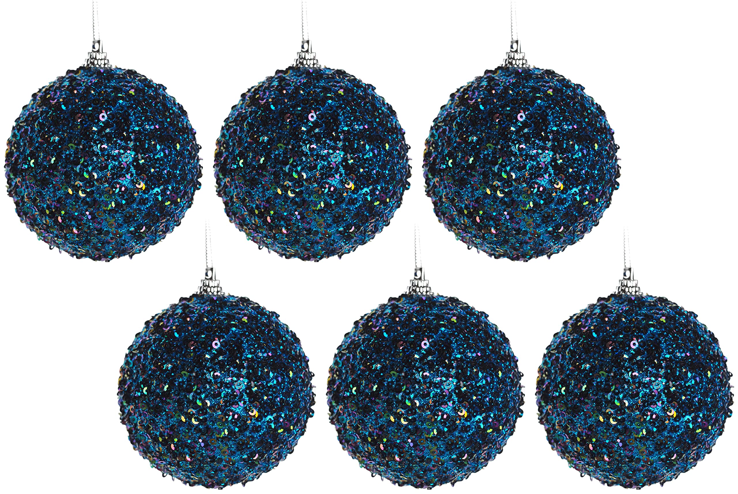 BWG Deep Blue Purple Mini Sequin Glitter Christmas Tree Bauble Decoration (Set of 6)