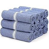 THREAD SPREAD Kitchen Towels Set - 100% Cotton Dish Towels for Kitchen - Pack of 12 Super Absorbent Hand Towel - Blue Tea Towel - Quick Dry & Soft Durable Dish Cloths - 15”x25”, Blue Chambray
