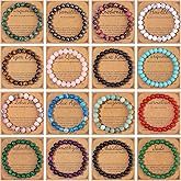 16 PCS Healing Crystal Bracelet for Women Men 8mm Natural Stone Beaded Bracelets Round Gemstones Stretch Bead Bracelet Birthday Gifts