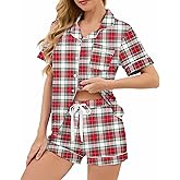 MTMHO Women's Pajama Sets Short Sleeve Button Down Sleepwear Nightwear Soft Pjs Lounge Sets