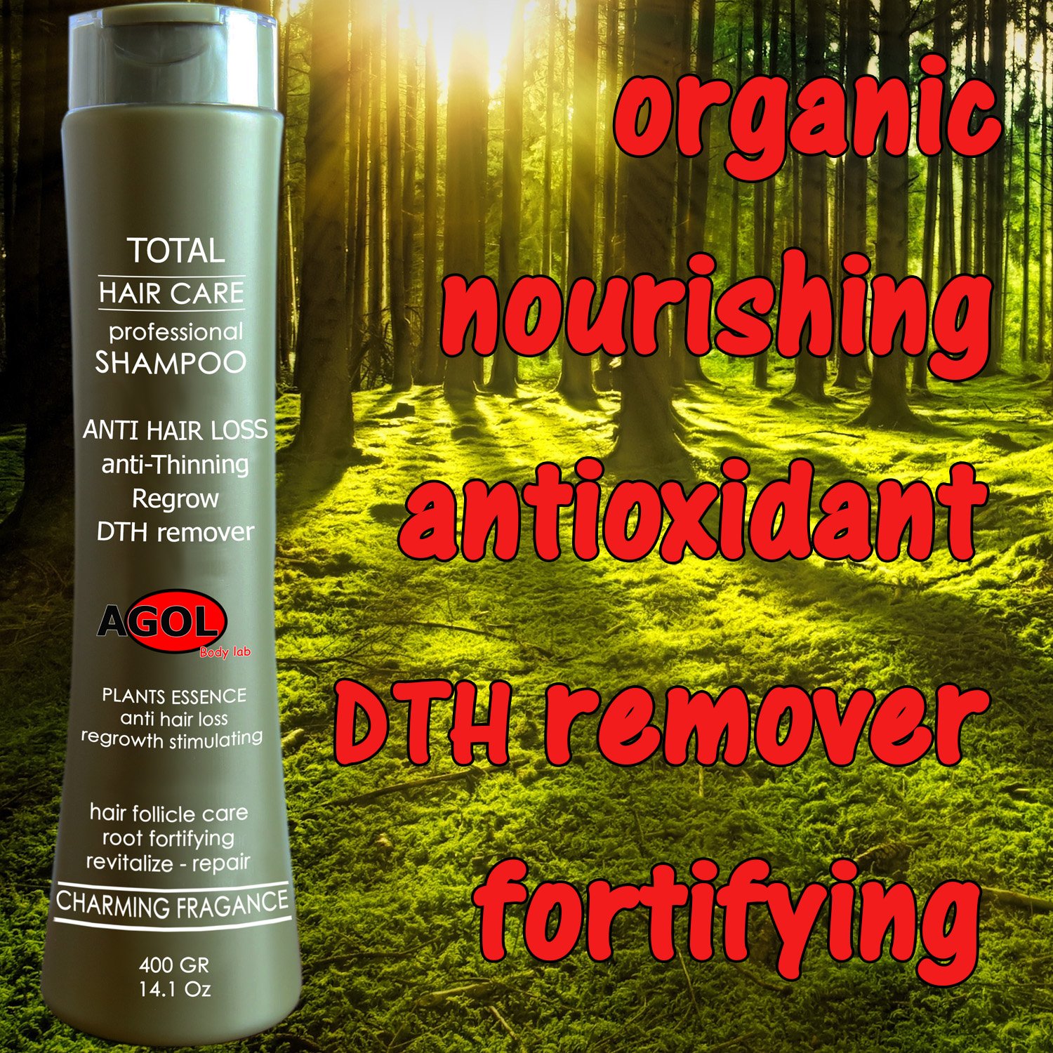 NEW Anti Hair Loss Organic Professional Shampoo Growth Stimulating from Natural Plant Extracts Hair Root Purification Balanced pH Decrease of Dandruff & Scalp Problems Fortifying woman & men 14.1 Oz