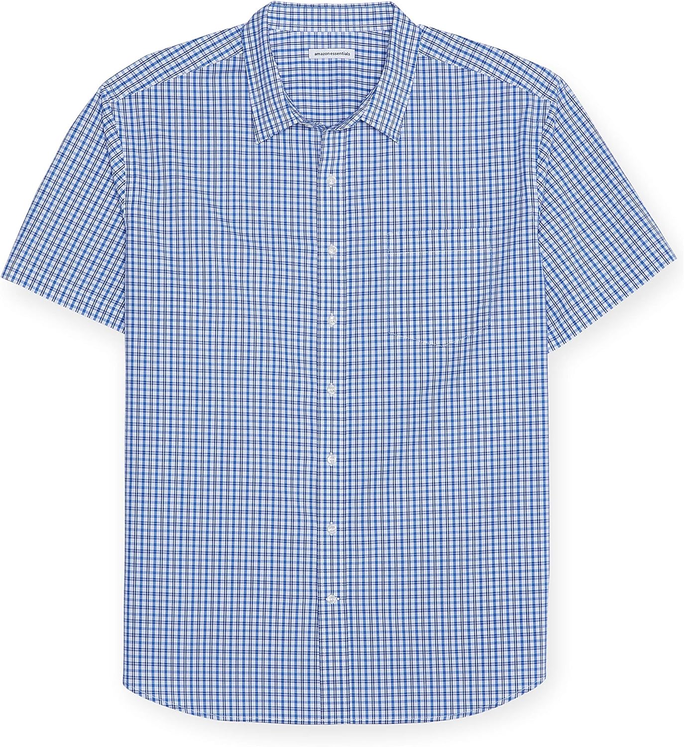 Amazon Essentials Men's Big & Tall Short-Sleeve Plaid Shirt fit by DXL