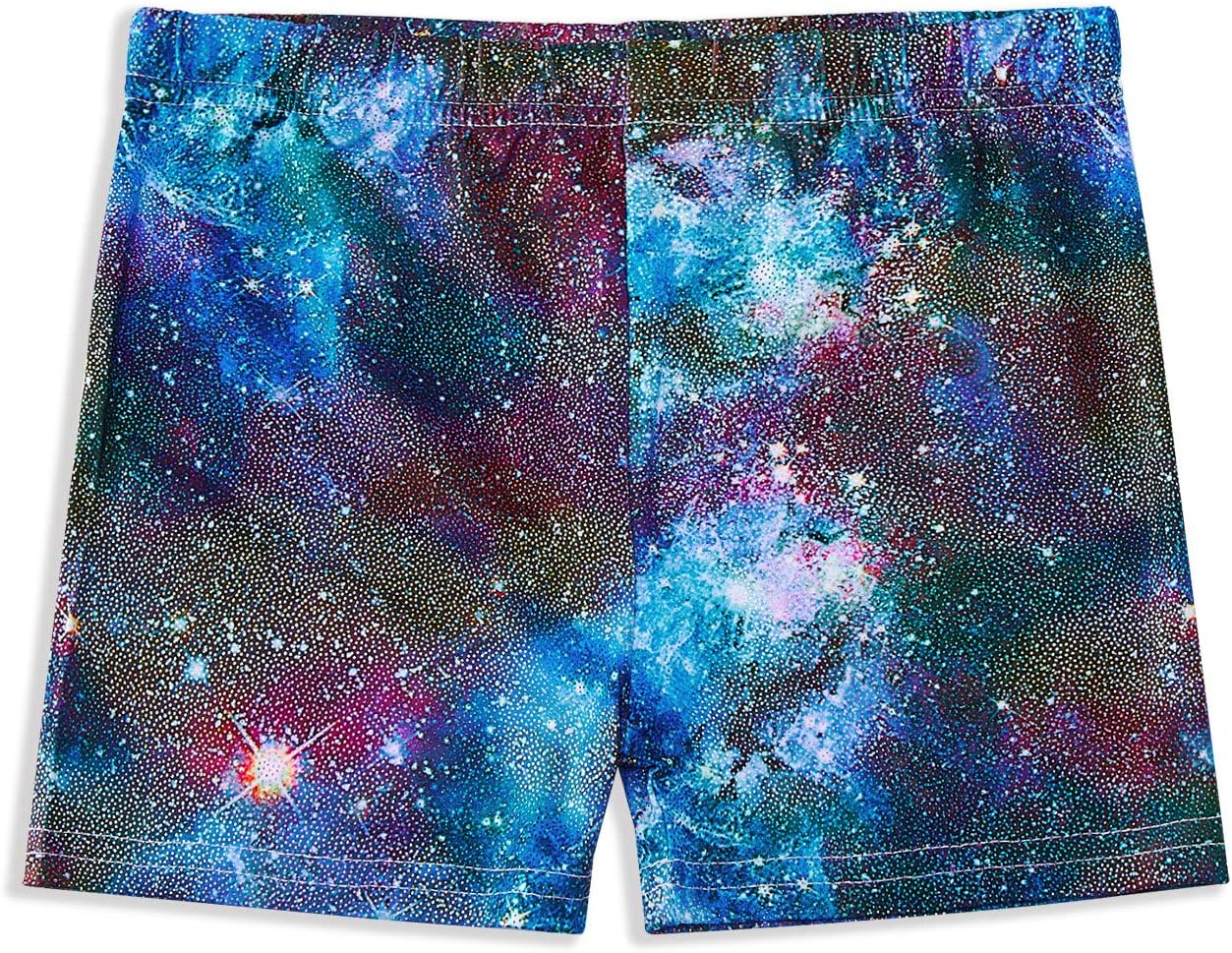 Enlifety Girls Gymnastics Shorts 3D Printed Athletic-Shorts Sparkle Dance Tumbling Sports Bike Short 4-12T