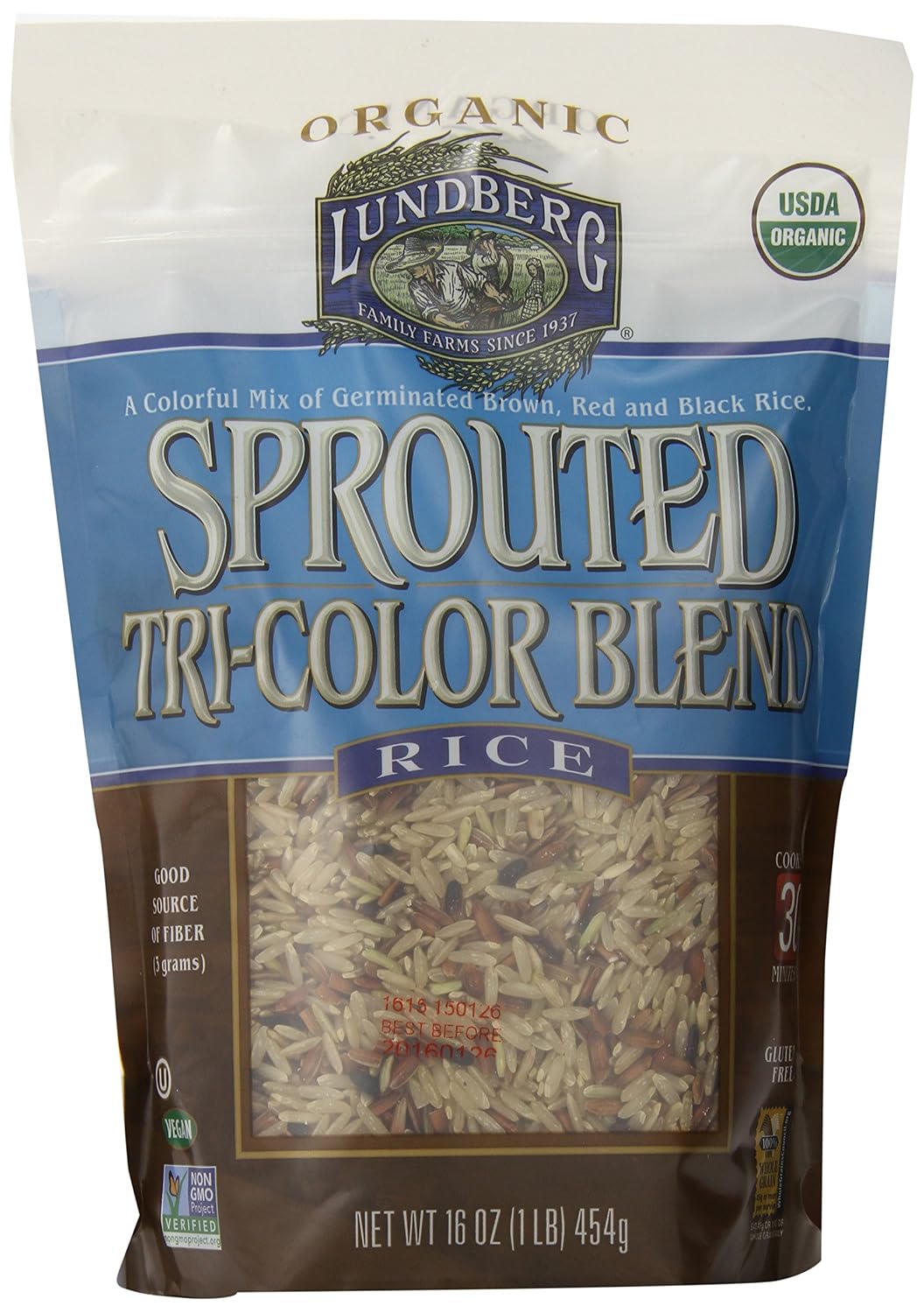 Lundberg Family farms Organic sprouted tri-Color Blend Rice (073416003453)