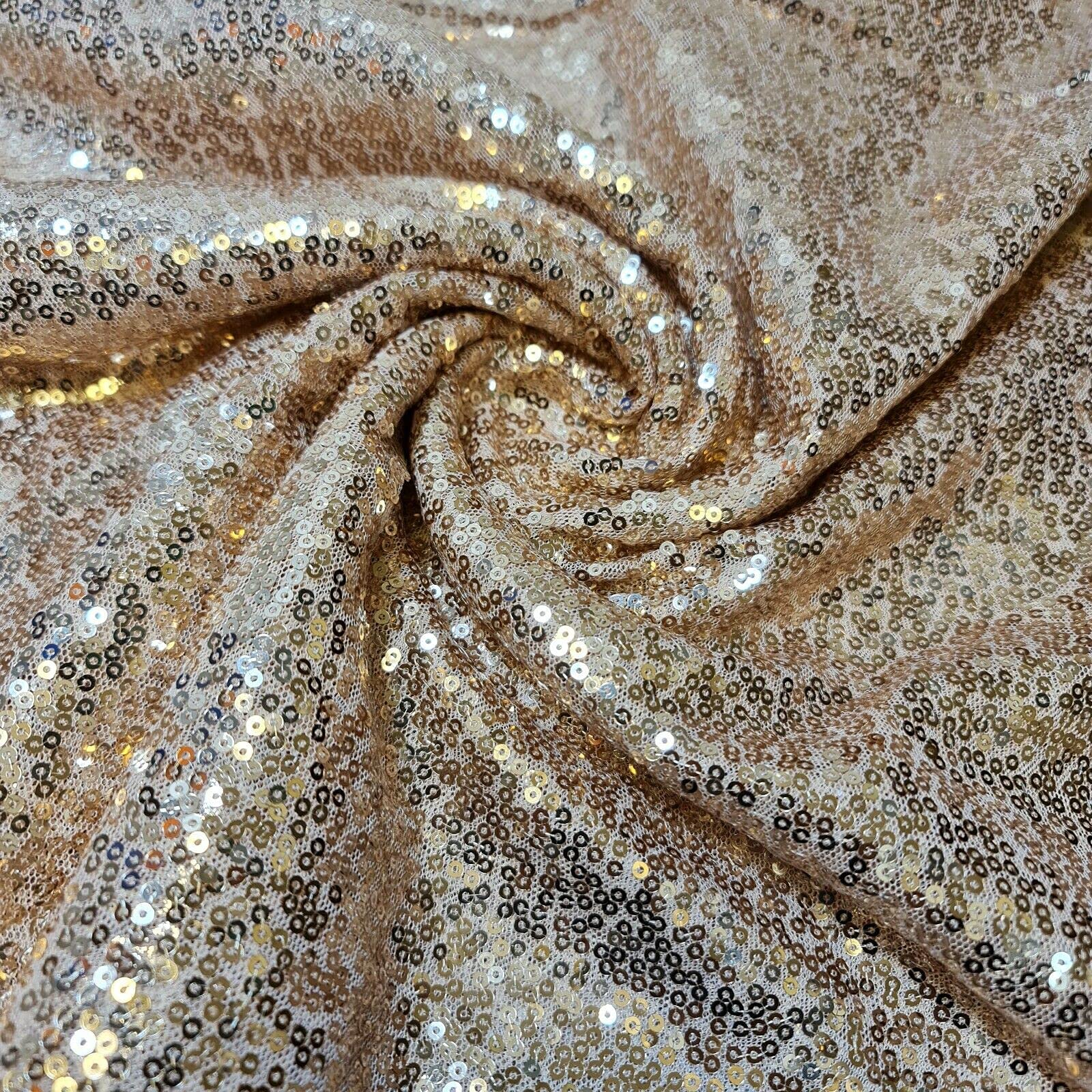 Sparkly Sequin Shiny Bling Decorations Dress Craft Fabric Material 58" Net with - 130cm Wide Sold As 1 Meter Pre - Cut Lengths (Rose Gold)