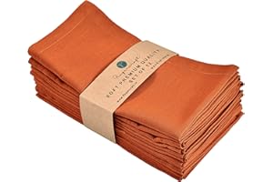 FINGERCRAFT Dinner Cloth Napkins, Cotton Linen Blend Fabric 12 Pack, Premium Quality, Mitered Corners for Every Day Use Napkins are Pre Shrunk and Good Absorbency Rust