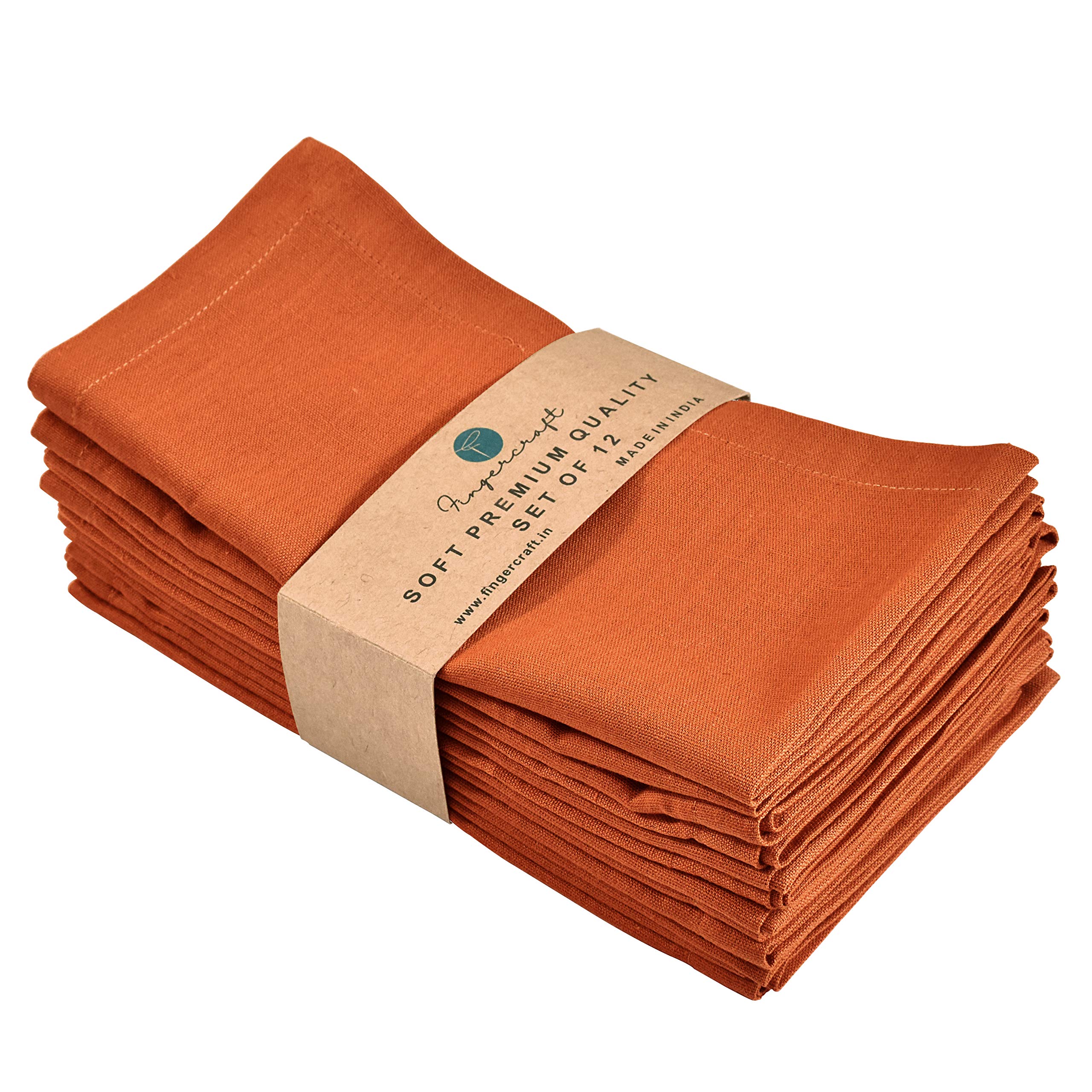 Dinner Cloth Napkins, Cotton Linen Blend Fabric 12 Pack, Premium Quality, Mitered Corners for Every Day Use Napkins are Pre Shrunk and Good Absorbency Rust