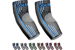Doc Miller - Compression Elbow Brace: Support for Tendonitis, Bursitis, Tennis, Arthritis, Workouts - Elbow Sleeves for Men & Women, Joint Pain, Enhance Fitness, Pain Relief, 2 Packs, Blue, Medium