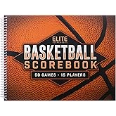 Elite Clipboards Basketball Scorebook - 50 Games Score Book Side by Side Score Keeping Book for Stats | Basketball Stat Tracking Book - High School, Middle School, Little League for Scorekeepers