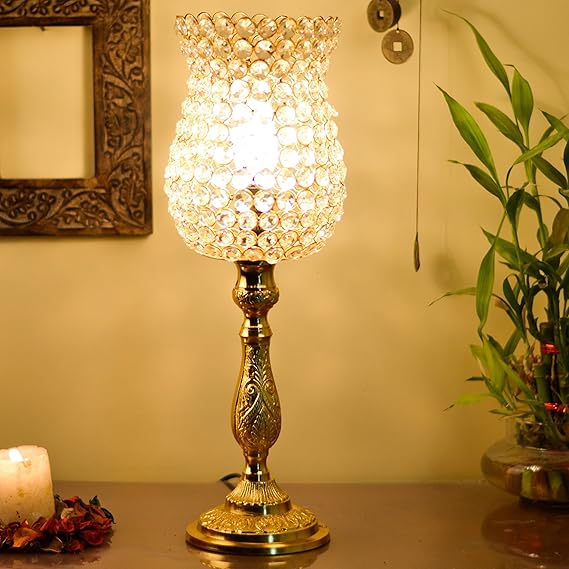 Homesake Classic Golden Crystal Lamp, Antique Table Lamp