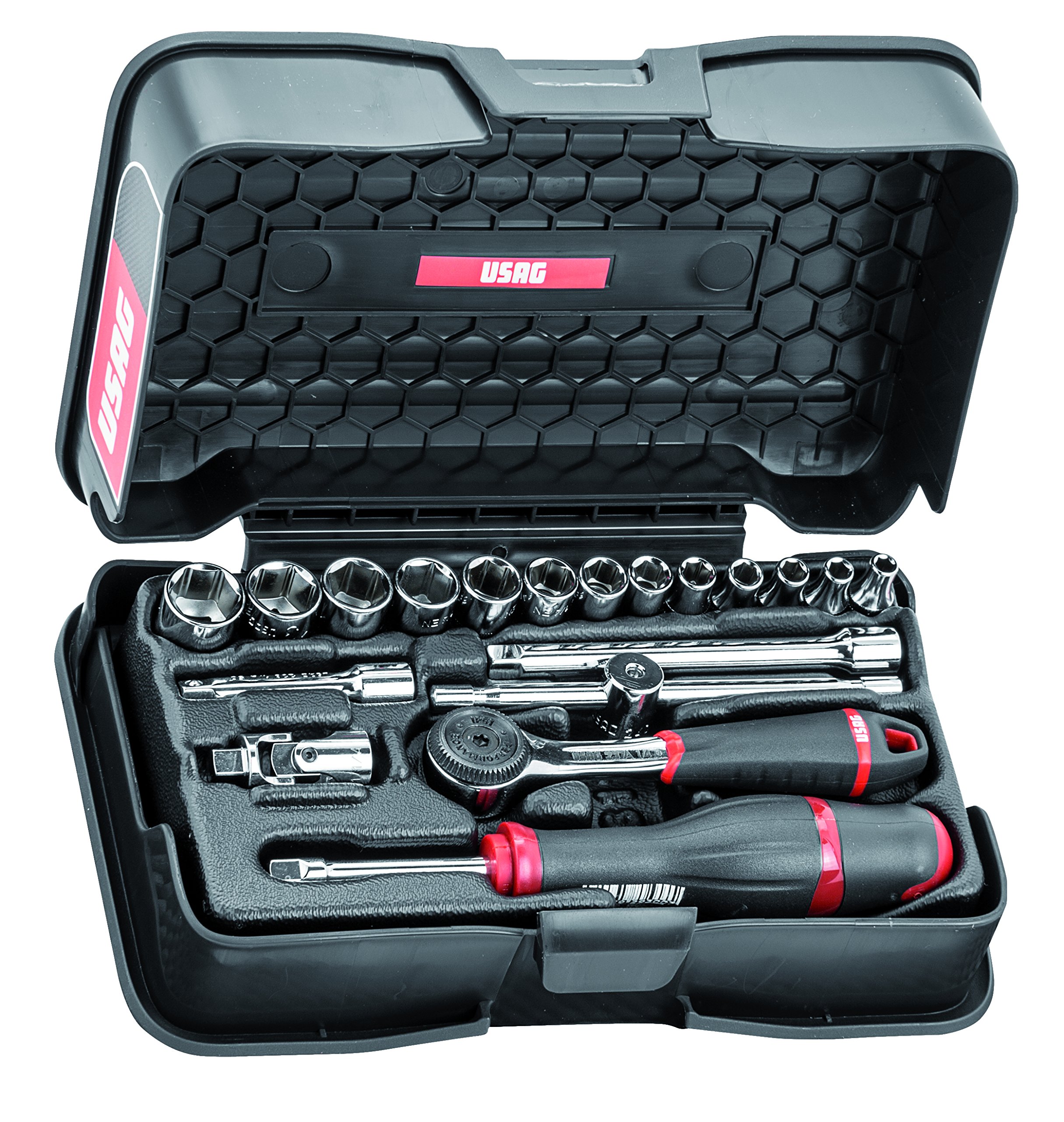 USAG U06060101- - 606 1/4" EA - Assortment with hexagonal sockets in ABS case (19 pcs.)