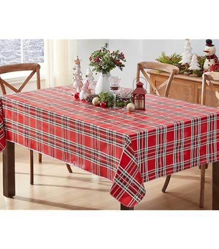 Nappe De Noël Rectangle 82x48 Cm - Rouge à Carreaux Vert Et Or - 100% Coton - État Impeccable !