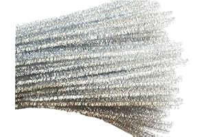 Carykon 100 PCS 12 Inch Glitter Tinsel Creative Arts Chenille Stems Pipe Cleaners (Silver)