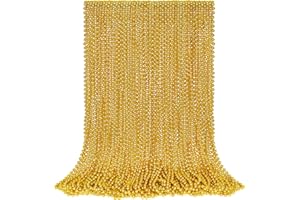 VLUV 36Pcs Beaded Necklace, Mardi Gras Beads Necklaces Accessories, 33 Inch Bead Costume for Women Man, Festival Parade Throw Supplies