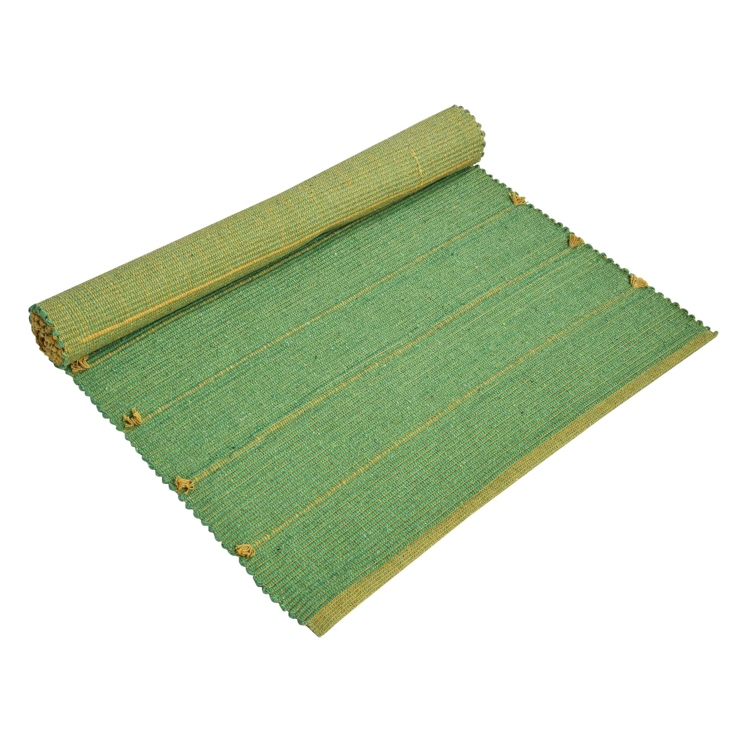 India House 100% Organic Anti-Skid Cotton Yoga Mat: Eco-Friendly, Hand-Woven, and Extra-Long (28'’ x 74'’) for Ultimate Comfort and Stability with Cotton Carry bag (Appealing)