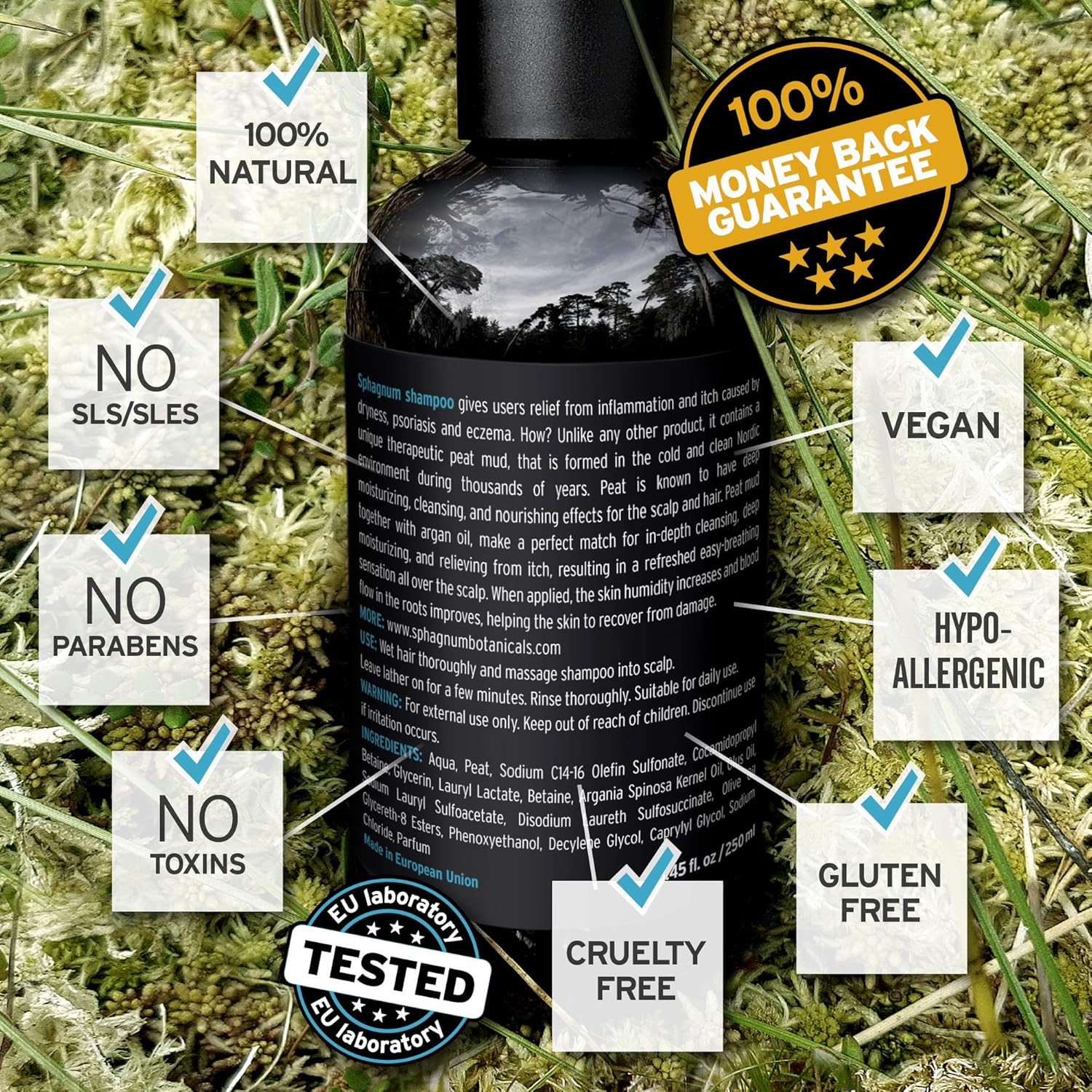 Psoriasis Shampoo - Peat Mud for Dandruff Scalp Treatment - Itchy and Flaky Dry Scalp. No Coal Tar and Sulfate Free. 250 ml - Image 4