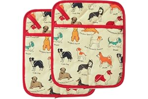RED LMLDETA Pot Holders Set of 2 Heat Resistant 480℉ Kitchen 100% Cotton Comfortable Lining Printing Dog Flower Women Men Home Cooking Baking Microwave BBQ Gift(Dog)
