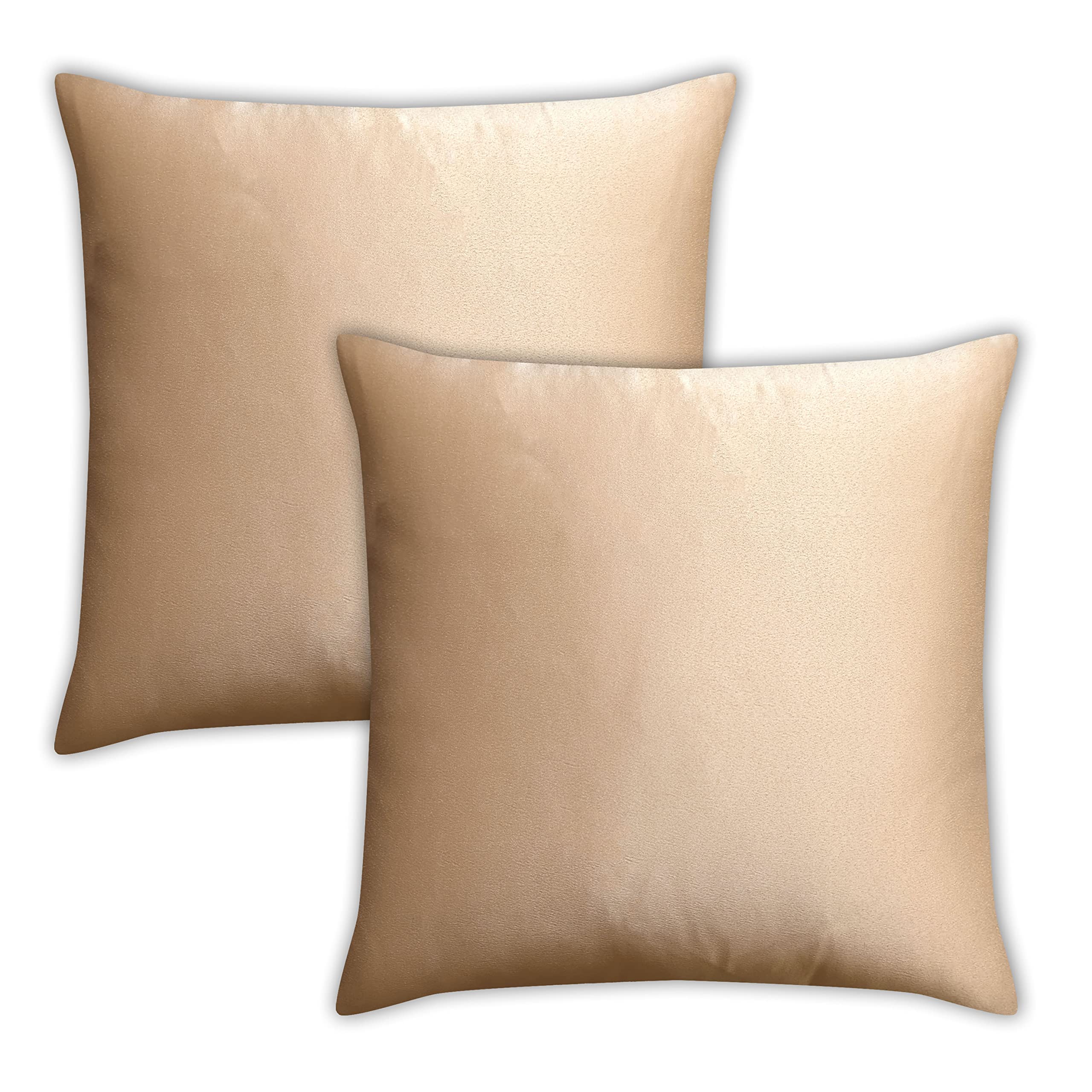 Photo 1 of AVKA Studio Heavy Quality Satin Throw Pillow Covers - Nude - Set of 2-20x20 Decorative Pillow Covers - with Lining and Zipper Closure - Faux Silk Luxury Toss Pillows for Couch Bed Car Sofa - No Insert