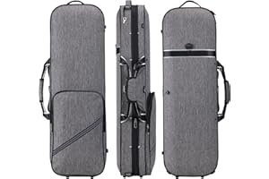 adm Violin Case 4/4 Full Size Sturdy Oblong Violin Hard Case with Built-in Hygrometer, Super Lightweight Portable Hard-Shell with Carrying Straps Travel Carrying Bag for Beginners, Grey