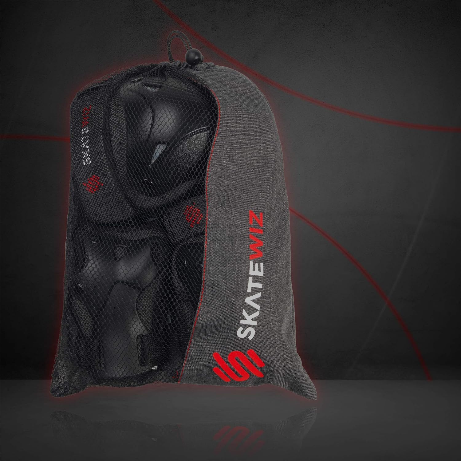 SKATEWIZ Protect-1 Elbow and Knee Pads - with Infinity Hook & Loop Straps for Better Fit - Elbow Pads Wrist Guards Inline Skating for Kids [6pcs] - Protective Gear Set with Carry Bag : Sports & Outdoors