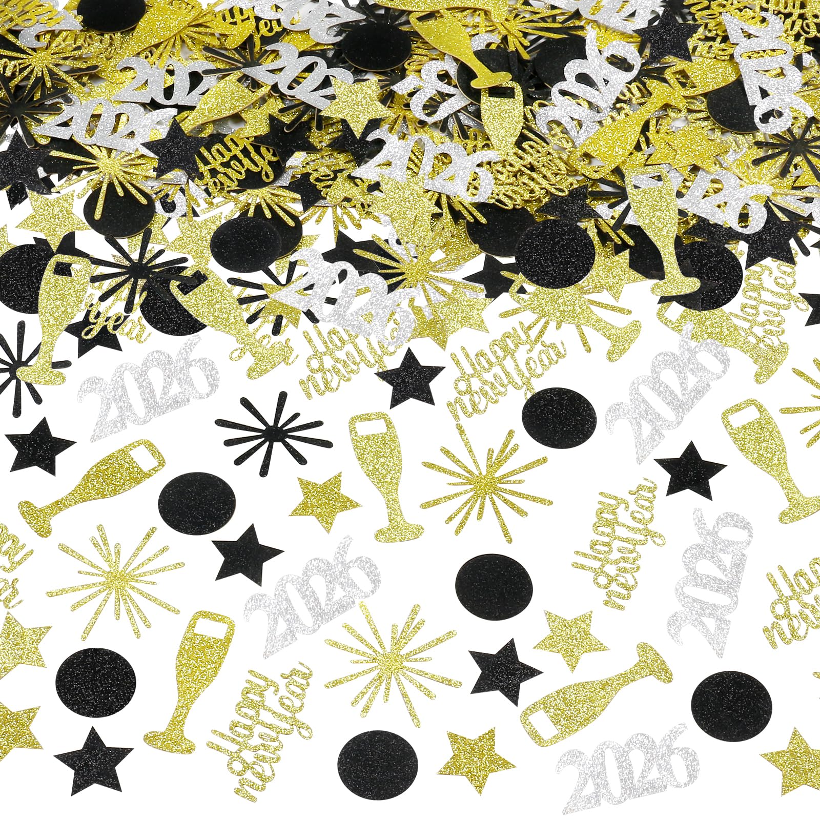 Photo 1 of 200Pcs Happy New Year Table Confetti 2026 New Years Eve 2026 Confetti for Happy New Year 2026 Table Decorations