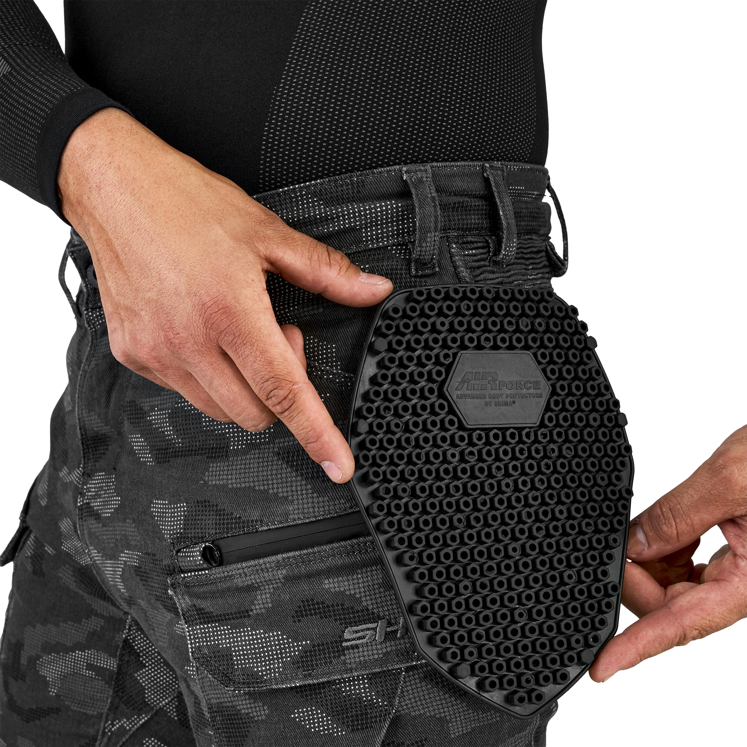 SHIMA Giro 3.0 Motorrad Hose Herren mit Protektoren AirForce Knieprotektoren Motorradhose Kurzgrößen Hosen für Mann Protektorenhose Textilhose Urban Stretch Cargohose Lang (Männer, Camo, 32/34) 3