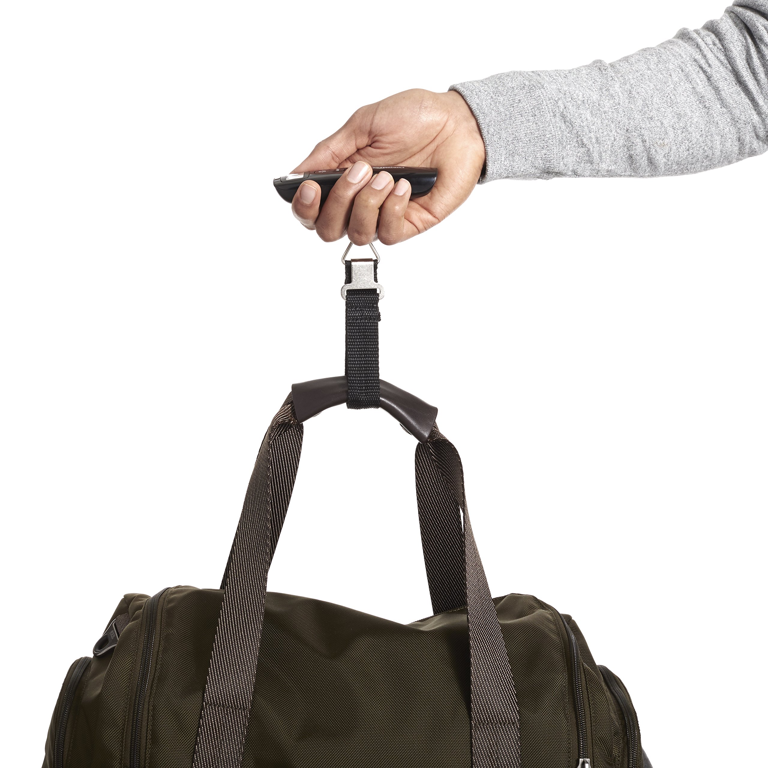 Amazon Basics Tragbare Digitale Kofferwaage mit Haken, Tara-Funktion und Einheitenumrechnung – Präzise Gewichtsmessung bis 50 kg, Praktisch für Reisen,Einheitsgröße, Schwarz 4