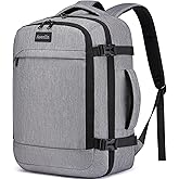 Asenlin Travel Backpack for Women Men,Flight Approved Carry On Luggage 30L Water Resistant Business Mochila Work Laptop Backpacks Fits TSA 15.6 Inch Computer College Weekender Outdoor Hiking-Grey