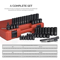 NEIKO 02440A 3/8-Inch-Drive Impact Socket Set, SAE