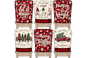 TREWAVE Christmas Chair Covers Set of 6 Buffalo Plaid Chair Back Covers Holiday Dining Chair Slipcovers Protector Kitchen Dining Room Decor Festival Party Decoration