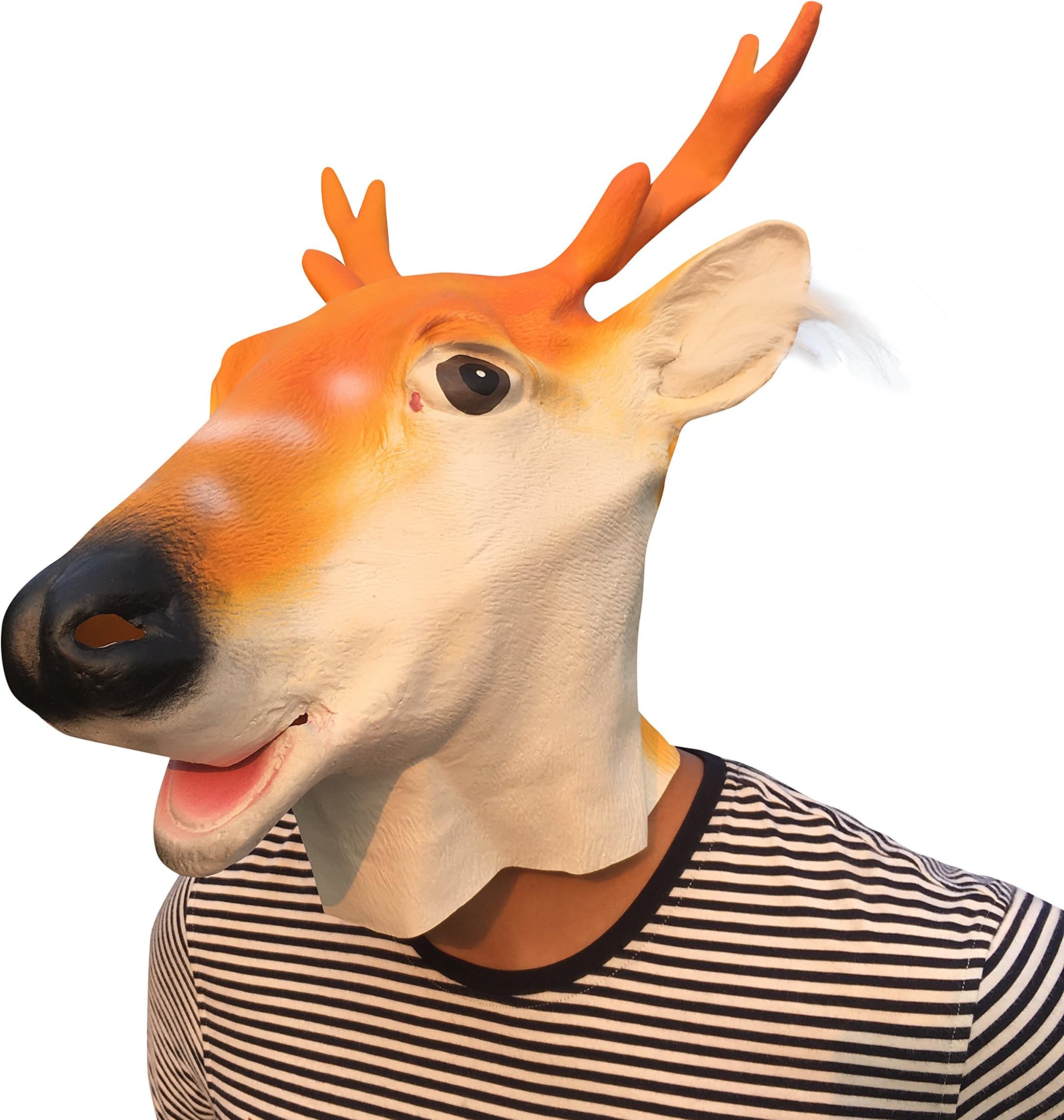 Reindeer Deer Deer Moose with Hair Mask - Perfect for Carnival, Halloween & Carnival - Adult Costume - Latex, Unisex One Size