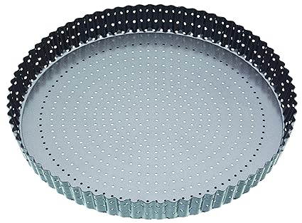 Master Class Crusty Bake Quiche-Backform, 30 cm, gerillt, antihaftbeschichtet, rund, Grau, Blech