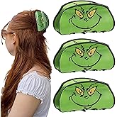 3Pcs Christmas Hair Claw Clips Set for Women, Large Green Holiday Acrylic Clamp Strong Hold Hair Barrette Clips for Christmas Hair Accessories