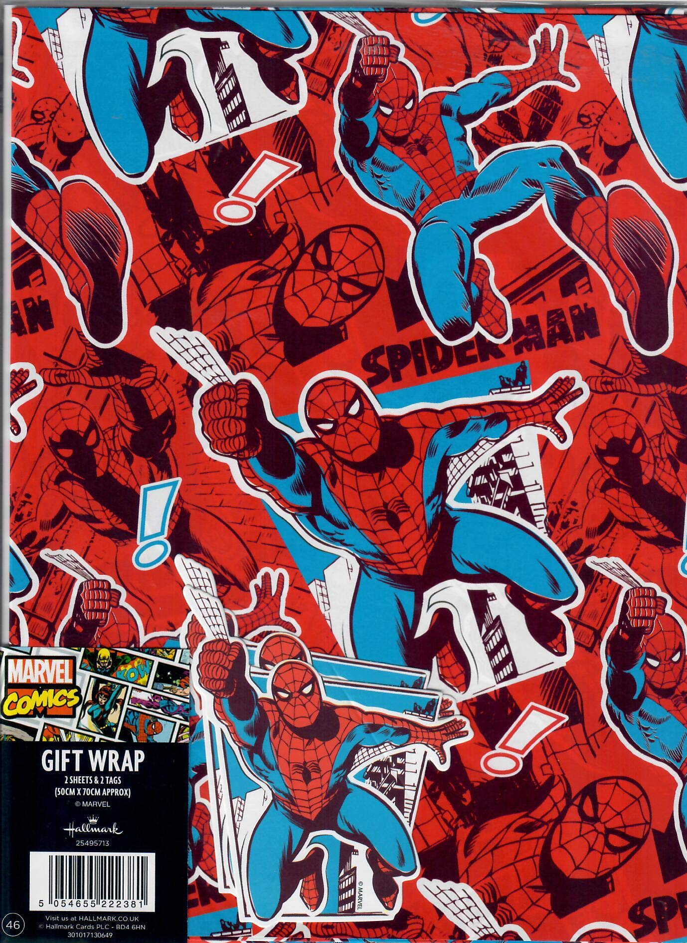 Spider-Man Wrapping Paper - 2 Sheets & 2 Tags