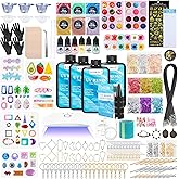 KISREL UV Resin Jewelry Making Kit, 400g Crystal Clear Resins with Light and Molds, DIY Jewelry Making Resin Kits, Resina Starter Kit for Keychain, Hair Clip and Earring