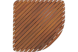 Bare Decor Dania Corner Shower Spa Mat, 24 by 24-Inch, Solid Teak Wood and Oiled Finish