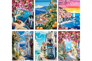 6 Pack Seascape Diamond Painting Adults, 5D DIY Diamond Painting Kits for Adults Beginners, Full Drill Round Diamond Art Land