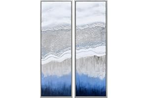 Empire Art Direct Abstract Wall Art Textured Hand Painted Canvas by Martin Edwards, Diptych, 60" x 20" each, Sand Art