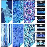 6 Pack Lightweight Thin Beach Towel Oversized 71"x32" Big Extra Large Microfiber Sand Free Towels for Adult Quick Dry Travel Camping Beach Accessories Gift Sea Turtle Mandala Tie Dye Stripe Laguna