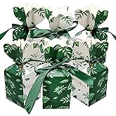 Freletry 50PCS Candy Favor-Boxes Wedding Birthday Party Gift Boxes Christmas gift box with 50PCS Deep Green Ribbon Decoration (Green)