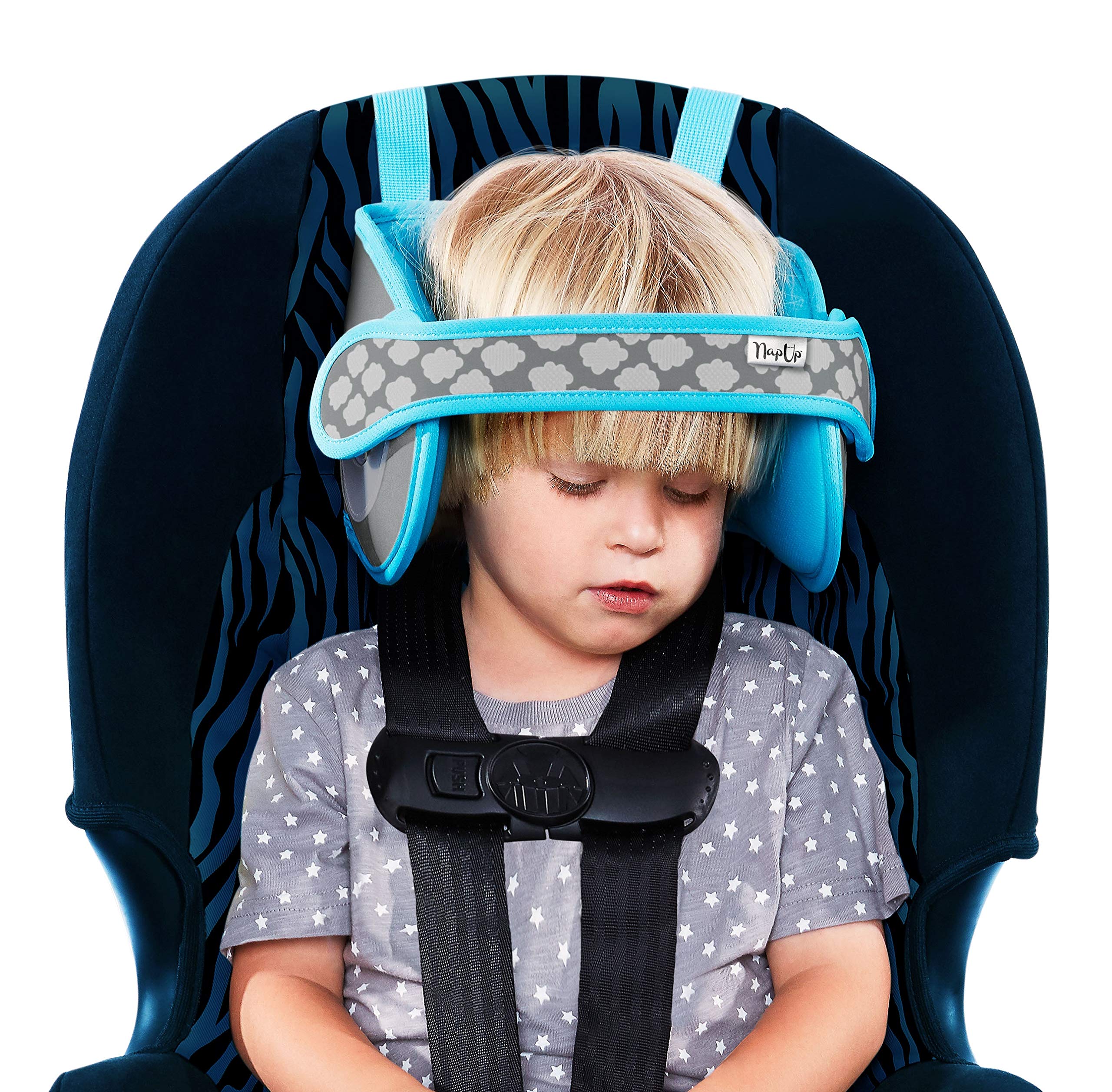 NapUp Child Car Seat Head Support - Safe, Comfortable Support Solution (Light Blue)