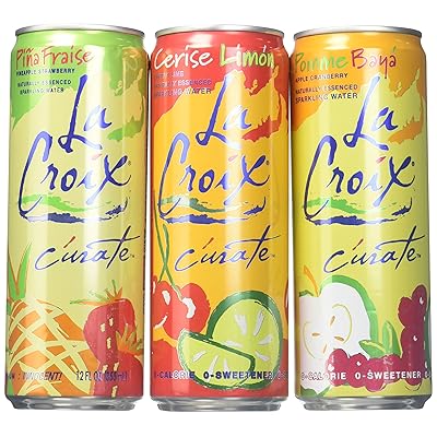 La Croix C'urate Variety Pack, Cherry Lime, Apple Cranberry, Pineapple Strawberry Curate, 12 Ounce Cans (3 Flavor Variety Pack, Total of 12 Cans)