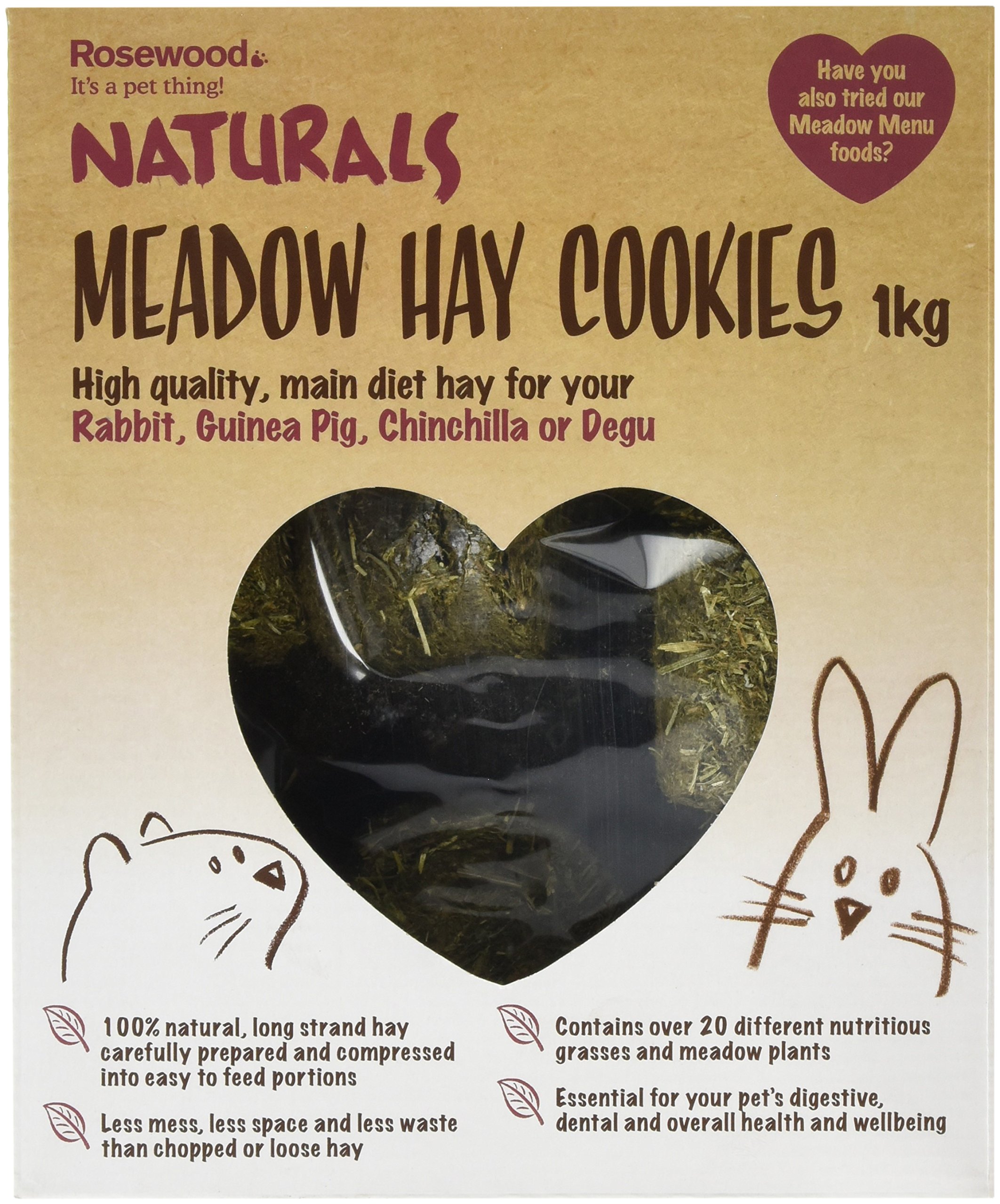 Rosewood Naturals Meadow Hay Cookies 1kg – Healthy Small Animal Treats for Rabbits, Guinea Pigs, Chinchillas & Degus – Natural Hay for Digestive and Dental Health