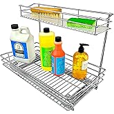 LYNK PROFESSIONAL® Pull Out Under Sink Kitchen Cabinet Organizer - 11.5 in. x 18 inch deep Drawer - Sliding Shelf Organizer for Cabinets and Undersink Storage Shelves - Lifetime Ltd. Warranty – Chrome