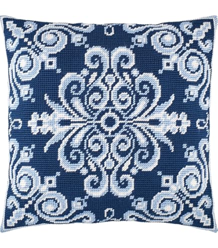 Brvsk Kit De Punto De Aguja Floral Para Adultos Y Principiantes: Lirios Blancos De 16 X 16 Pulgadas Con Diseño Impreso Claro Y Preciso En Lienzo De Algodón; Incluye 2 Agujas