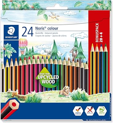Noris colour 185 Lápices – 24 colores, madera reciclada