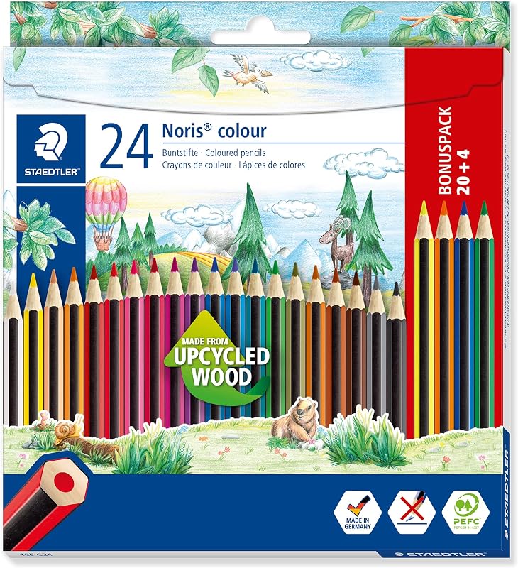 Noris colour 185 Lápices – 24 colores, madera reciclada